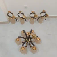 لوستر چوبی و شیشه