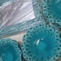 هفت سین سفالی لعاب ابی