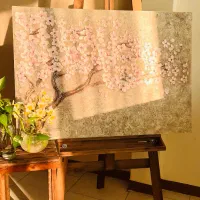 تابلو دکوراتیو برجسته با طرح شکوفه گیلاس