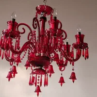 لوستر کریستالی قرمز شاخه عصایی بلند|لوستر و چراغ آویز|تهران, بهارستان|دیوار