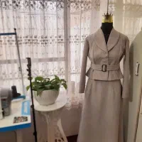 کت و دامن مخمل کبریتی طوسی