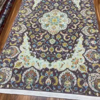 یک تخته قالیچه ۳ متری کاشان کرک و گل ابریشم