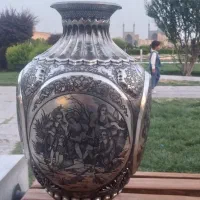 گلدان مسی قلم بزم خیام|صنایع دستی و سایر لوازم تزئینی|اصفهان, سلطان‌آباد|دیوار