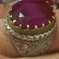 انگشتر نقره با سنگ یاقوت ا