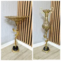 میوه خوری و گلدون ست کنار سالنی برنز