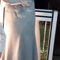 پیراهن مجلسی بلند جلو کارشده آستن تور