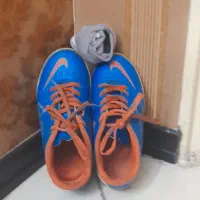 کفش ورزشی نیم استوک آبی نارنجی