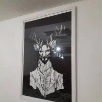 نقاشی گوزن سیاه قلم