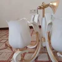 لوستر پنج شاخه چشمه نور جفت|لوستر و چراغ آویز|کرج, شهرک جهان‌نما|دیوار