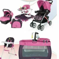 ست کامل هفت تکه کالسکه کریر تخت پارک ..