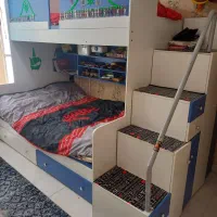 تخت خواب دو طبقه با کمد کشو فراوان|تخت و سرویس خواب|کرج, شاهین‌ویلا|دیوار