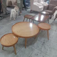 میز عسلی جلومبلی چوبی رنگی فندقی
