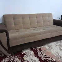 مبل هفت نفره با دوتا کوسن رنگ قهو ه ایی