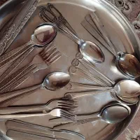 قاشق و چنگال وکفگیروملاقه استیل مناسب خانه باغ