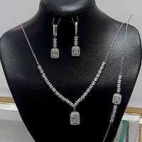 سرویس کامل نقره ۹۲۵ زنانه با آبکاری طلا سفید