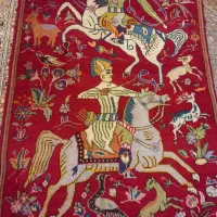 فرش دستباف قدیمی شکار کاه|فرش|تبریز, |دیوار