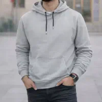 هودی طرح کلاسیک سه نخ- رنگ طوسی