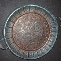 سینی مسی ۲ عدد|کلکسیون اشیاء عتیقه|ورامین, ورامین|دیوار