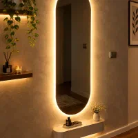 آینه قدی چراغدار بیضی