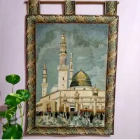 تابلو فرش دستباف ایتالیایی مسجدالنبی مدینه منوره|تابلو فرش|قم, لسانی|دیوار
