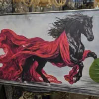 تابلو نقاشی بوم تکسچر (حراج) اسب قرمز