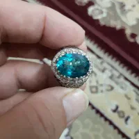انگشترتپازسبزبا15عددمخراج برلیان رکاب نقره|جواهرات|قم, آزادگان|دیوار