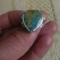انگشتر قدیمی فیروزه سبز لجنی نیشابور
