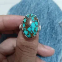 انگشتر نقره نگین فیروزه تار عنکبوتی