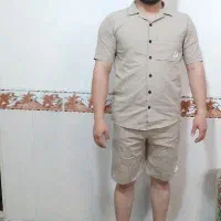 ست پیراهن و شلوارک زارا رنگ کرم  نو و شیک