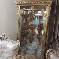 سرویس کریستال چک و ویترین چوبی