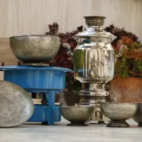 سماور چراغ سه فیتیله ظروف مسی قدیمی