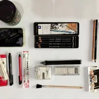 وسایل طراحی سیاه قلم استاد فروجی