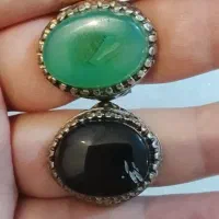 جفت انگشتر عقیق یمنی وسلیمانی قدیمی