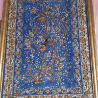 تابلو فرش ابریشم.طرح باغ پرندگان