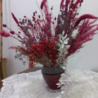 گلدان دکوری با گلهای خشک مصنوعی لاکچری