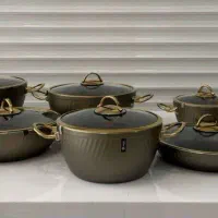 ام جی اس سرویس قابلمه 16 پارچه فورج طرح تیتانیوم