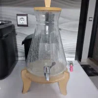 کلمن شیشه ای پایه چوبی  جدید