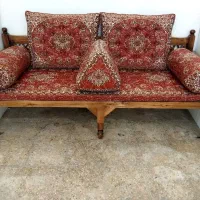 ست 6 تکه پشتی سنتی ترمه طرح نسترن رنگ قرمز