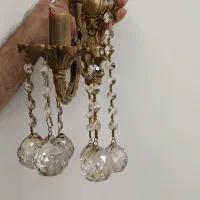 لوستر برنز آنتیک با دیوارکوب ست|لوستر و چراغ آویز|همدان, |دیوار