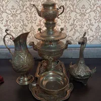 سماور برنجی آب طلا کاری
