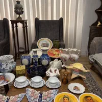 لمونژکریستال  چینی شکلات میوه قهوه آجیل خوری آنتیک