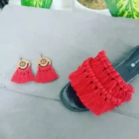 صندل مکرومه وگوشواره مکرومه