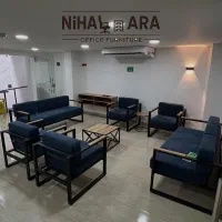 مبل اداری فلزی خم مدرن آبی اسمانی صندلی میز جلومبل|دفتر کار|چهاردانگه (تهران), |دیوار