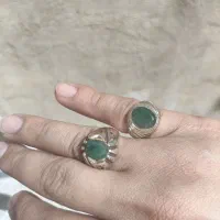 دو عدد انگشتر زمرد رکاب نقره