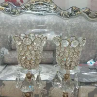 یک جفت شمعدان کریستال نو