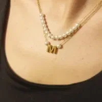 گردنبند مرواریدی پلاک M