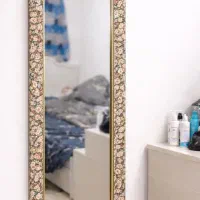 ایینه قدی چوبی طلایی برای اتاق،کافه،بوتیک/پایه دار