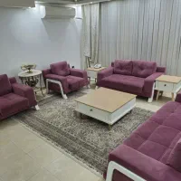 جلو مبلی و عسلی چوبی و میز تلویزیون