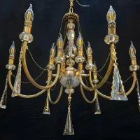 لوستر ۴ شاخه دوگل سرامیکی طرح‌دار