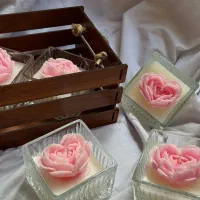 شمع گل رز قلبی